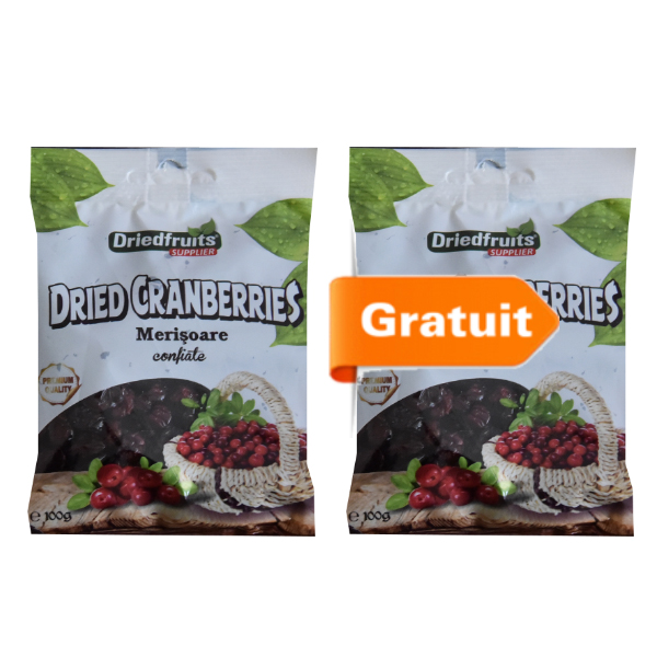 Merisoare confiate Driedfruits – 100 g (Pachet 1+1 gratis) Dried Fruits Fructe Deshidratate & Confiate